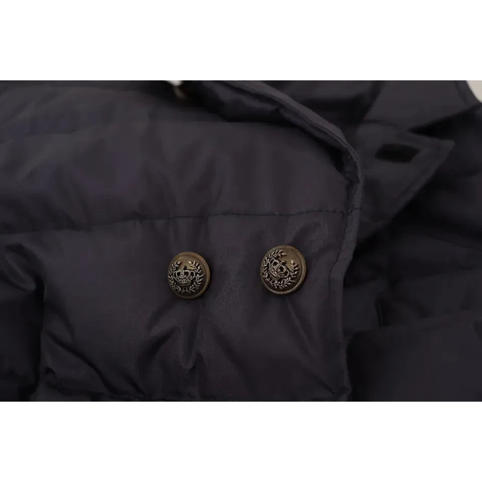 Dolce & Gabbana Blue Silk Goat Coat Blouson Winter Jacket JKT3300-IT44