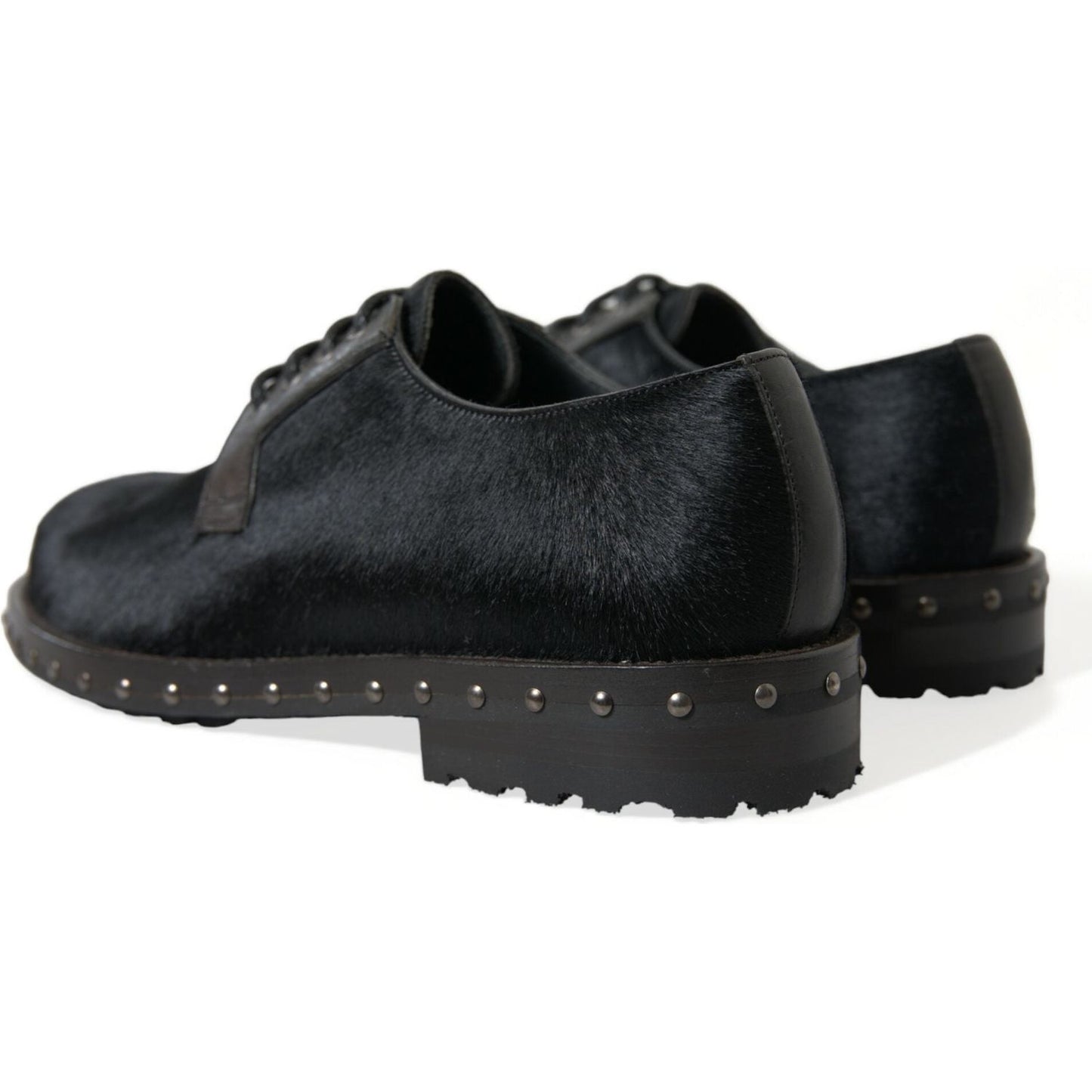 Dolce & Gabbana Black Stable Fur Derby SAN PIETRO Dress Shoes