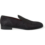 Dolce & Gabbana Black Brocade Men Slip On Loafer Dress Shoes MV5550-40.5