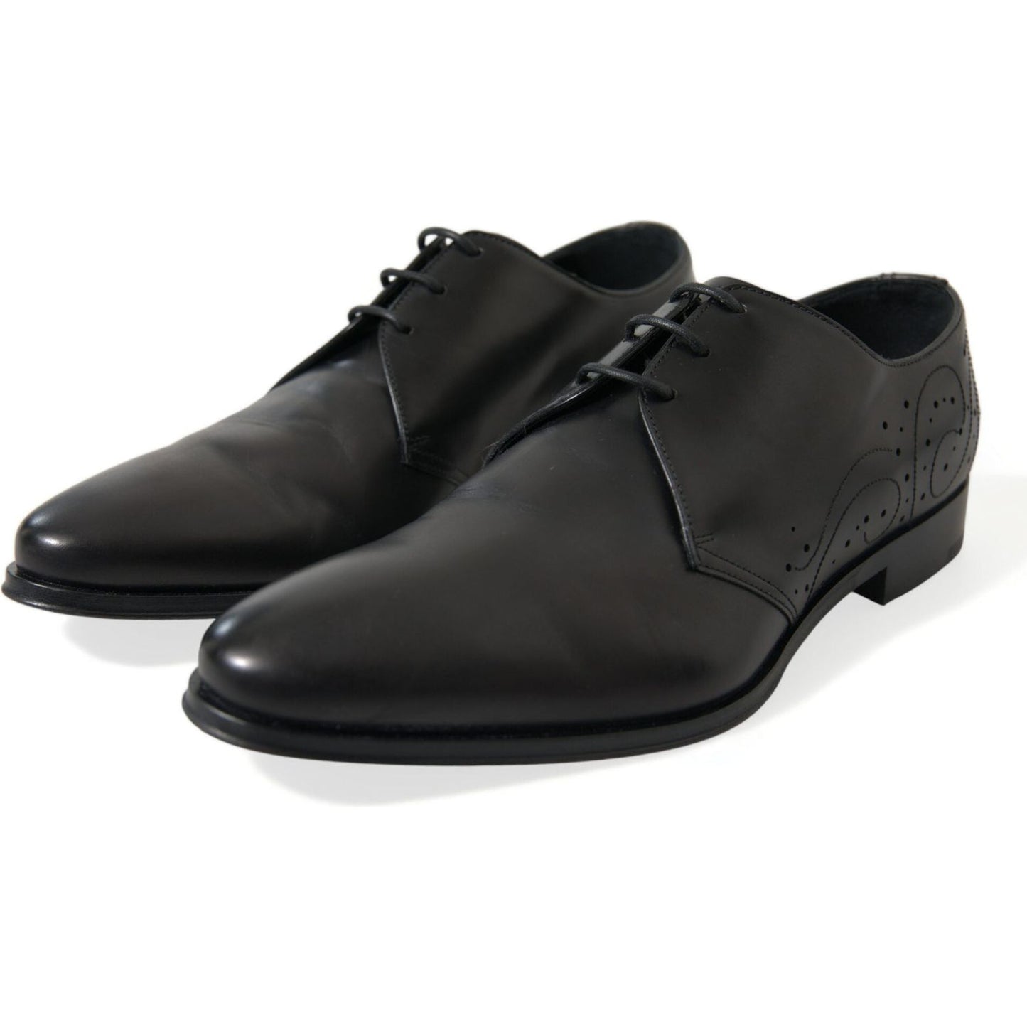 Dolce & Gabbana Black Leather Lace Up Formal Derby Dress Shoes MV5564-43