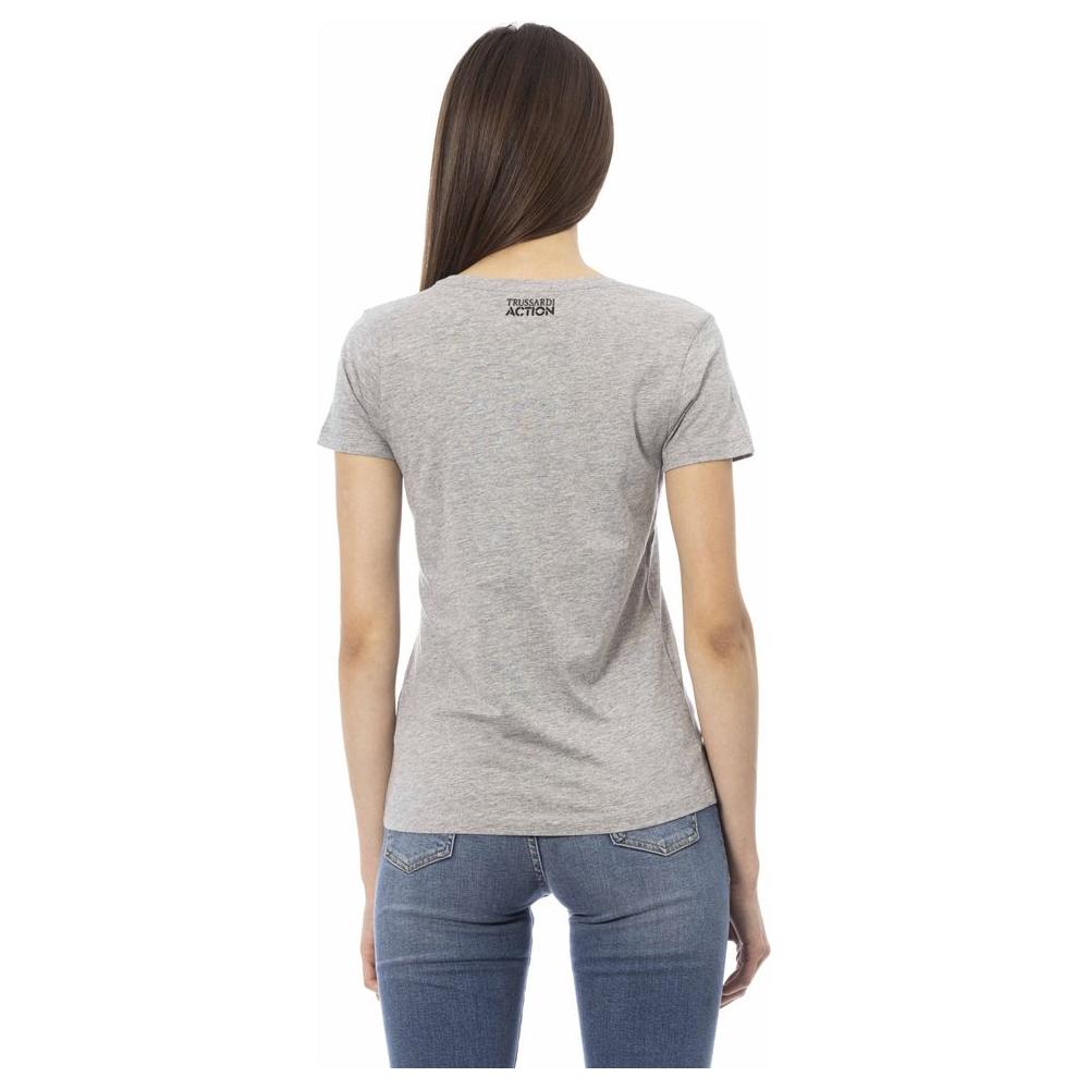 Trussardi Action Gray Cotton Women T-Shirt TR-24168-S