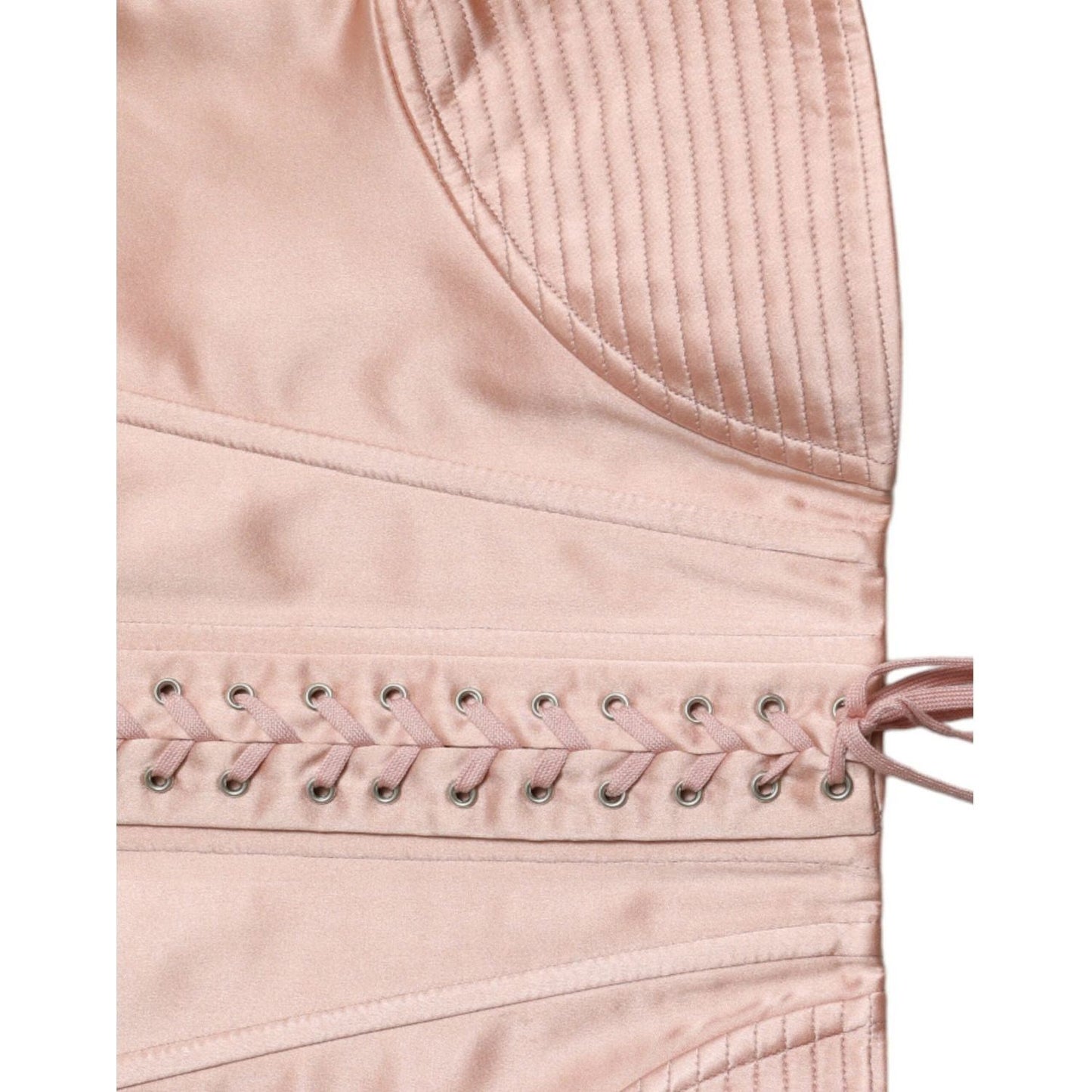 Dolce & Gabbana Pink Silk Stretch Belt Waist Strap Corset Top TSH8019-44