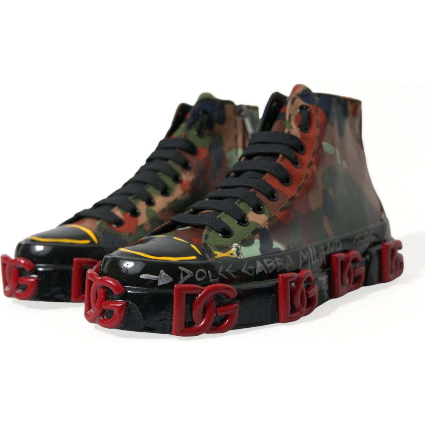 Dolce & Gabbana Multicolor Camouflage High Top Sneakers Shoes MV5549-40