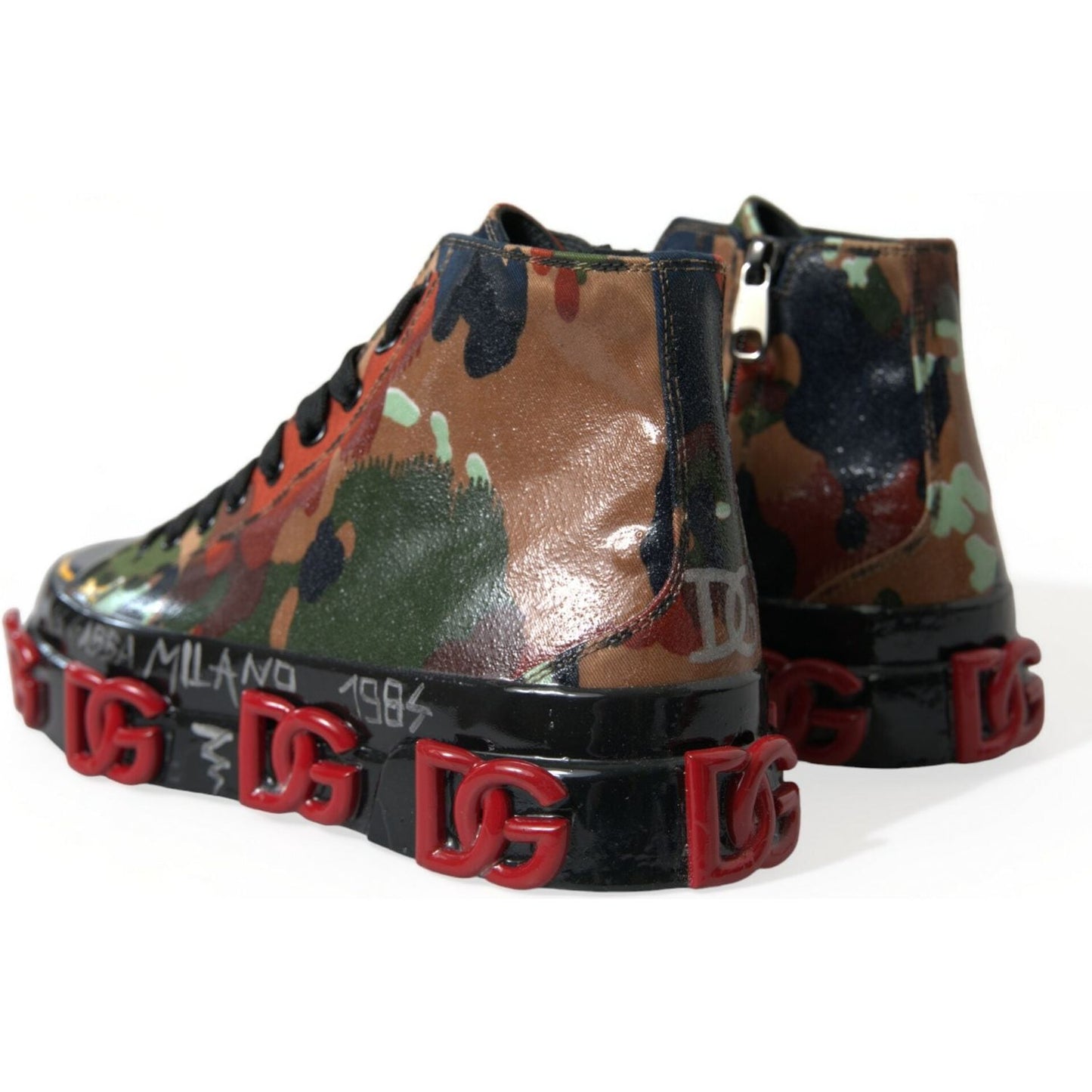 Dolce & Gabbana Multicolor Camouflage High Top Sneakers Shoes MV5549-40