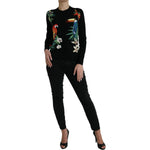 Dolce & Gabbana Black Bird Wool Long Sleeve Cardigan Sweater TSH84527-38