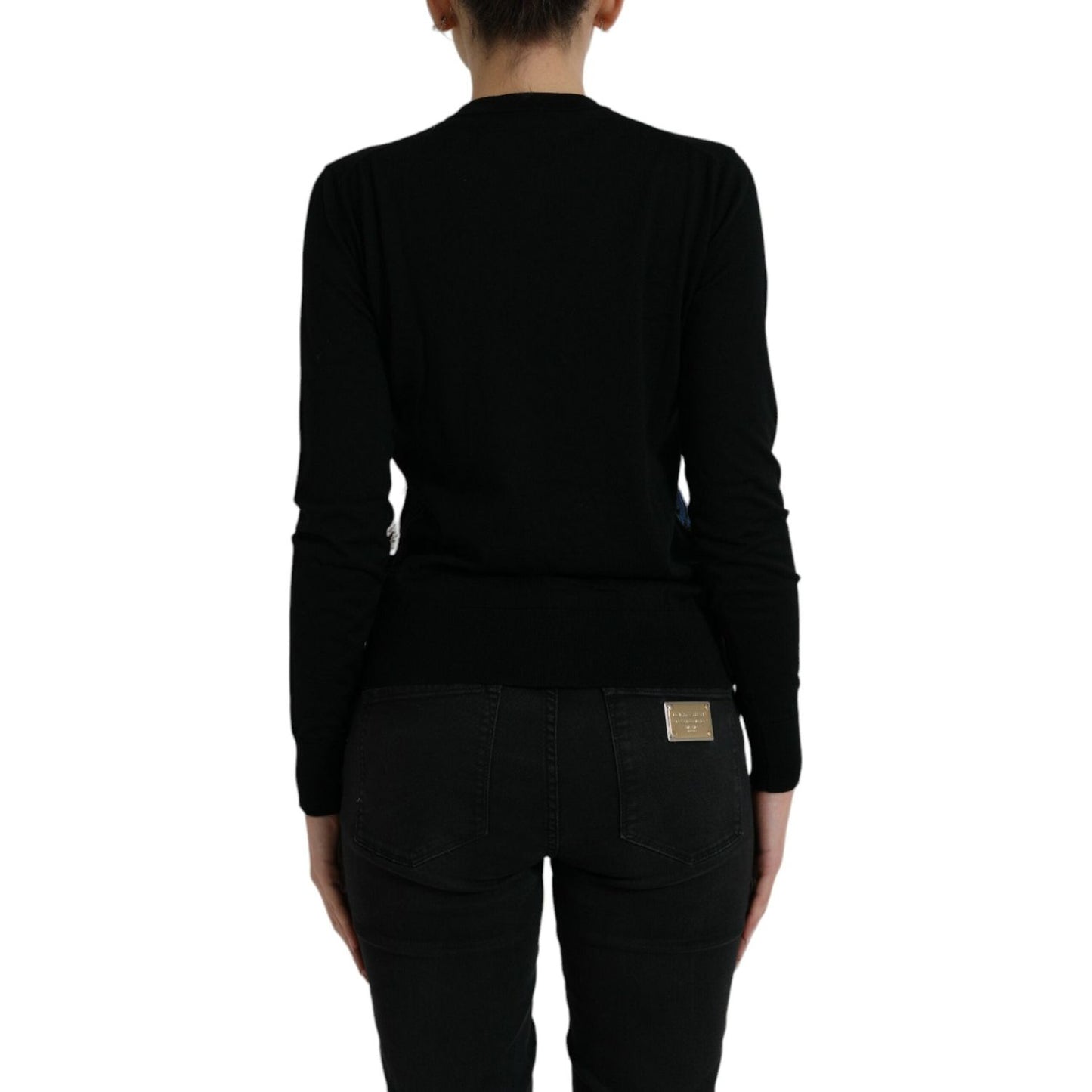 Dolce & Gabbana Black Bird Wool Long Sleeve Cardigan Sweater TSH84527-38