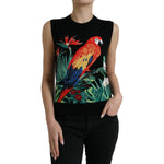 Dolce & Gabbana Black Jungle Crew Neck Sleeveless Tank Top TSH84528-36