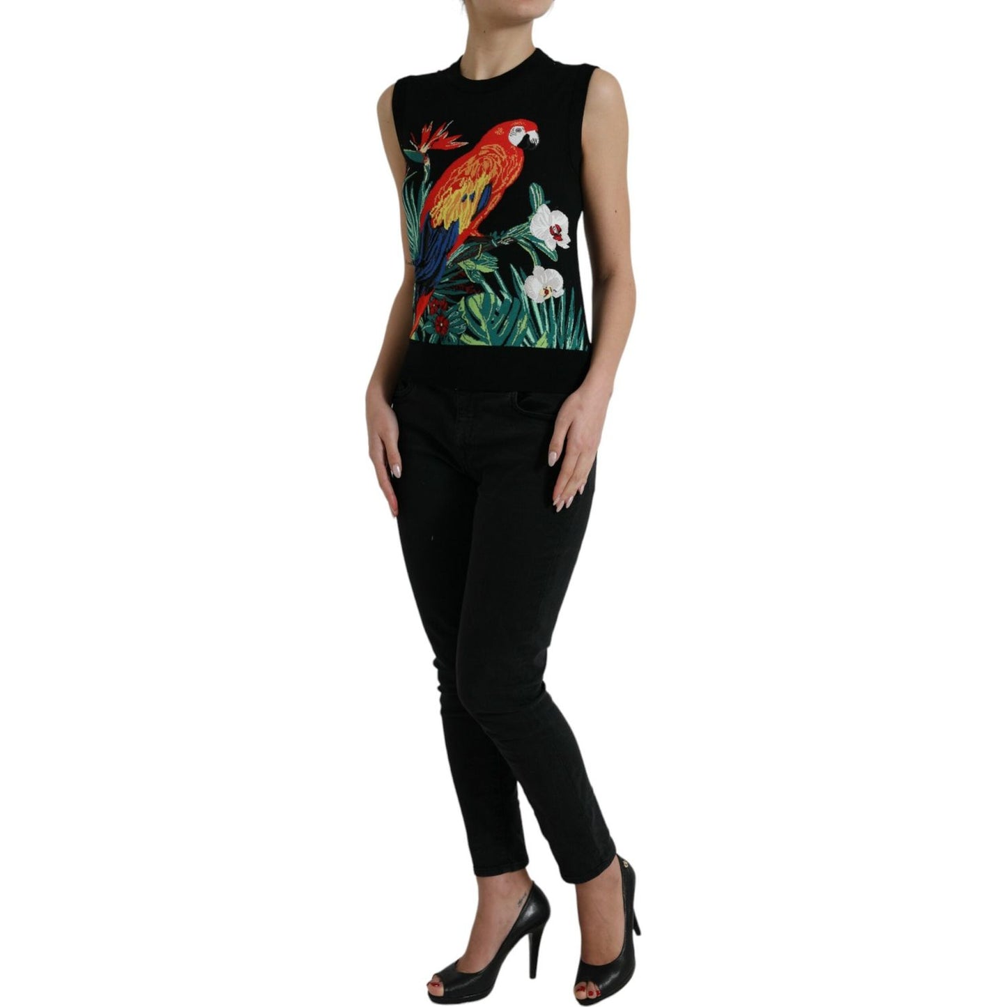 Dolce & Gabbana Black Jungle Crew Neck Sleeveless Tank Top TSH84528-36