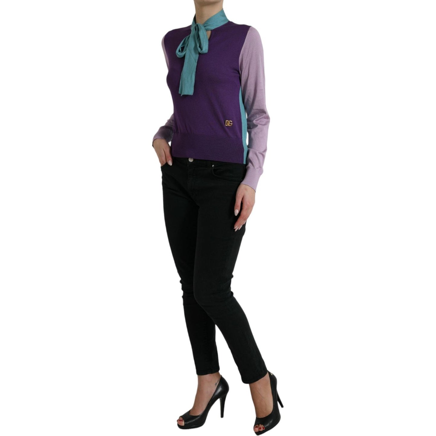 Dolce & Gabbana Multicolor Bow Fastening Pullover Sweater TSH84532-44