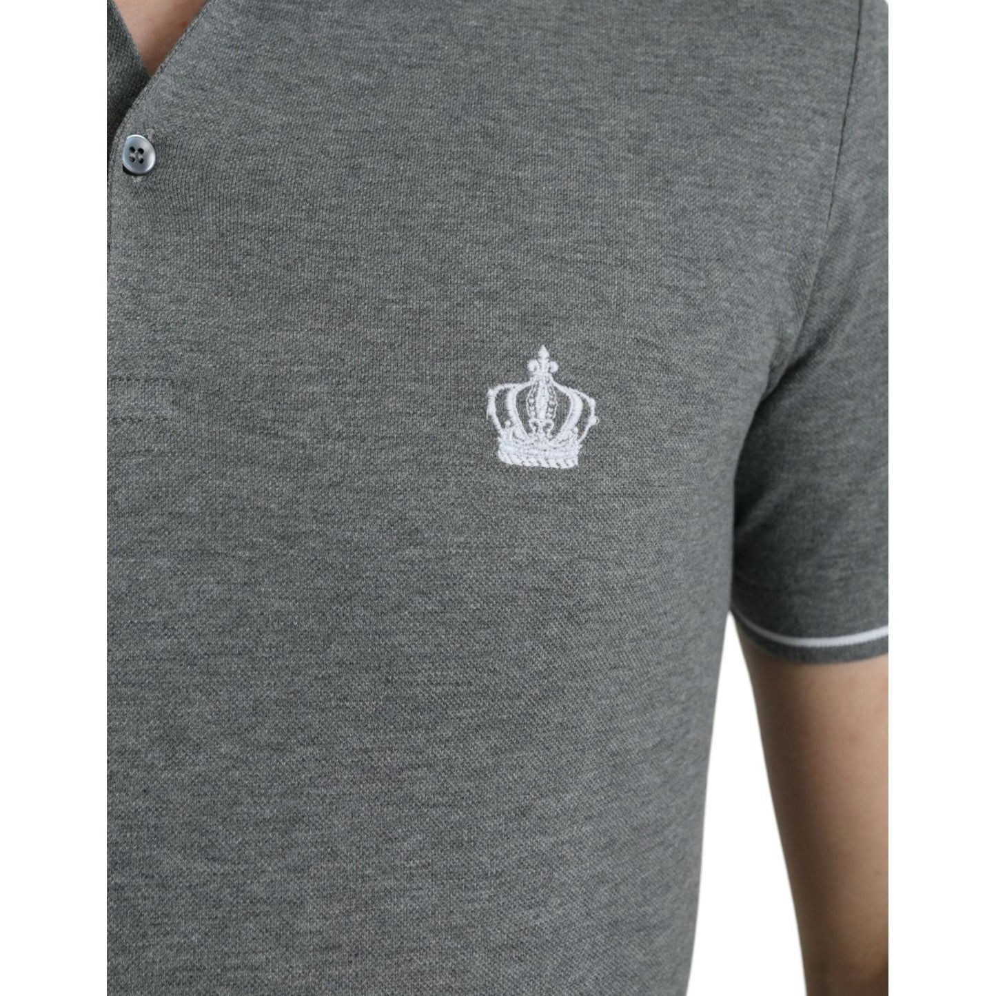 Dolce & Gabbana Gray Collared Short Sleeve Crown T-shirt TSH84578-44