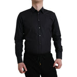 Dolce & Gabbana Navy Blue Cotton Collared Formal Dress Shirt TSH84685-39