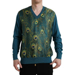 Dolce & Gabbana Green Peacock Feather Pullover Sweater TSH851899-52