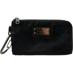 Dolce & Gabbana Black Nylon Logo Plaque Keyring Pouch Clutch Bags BAG1122