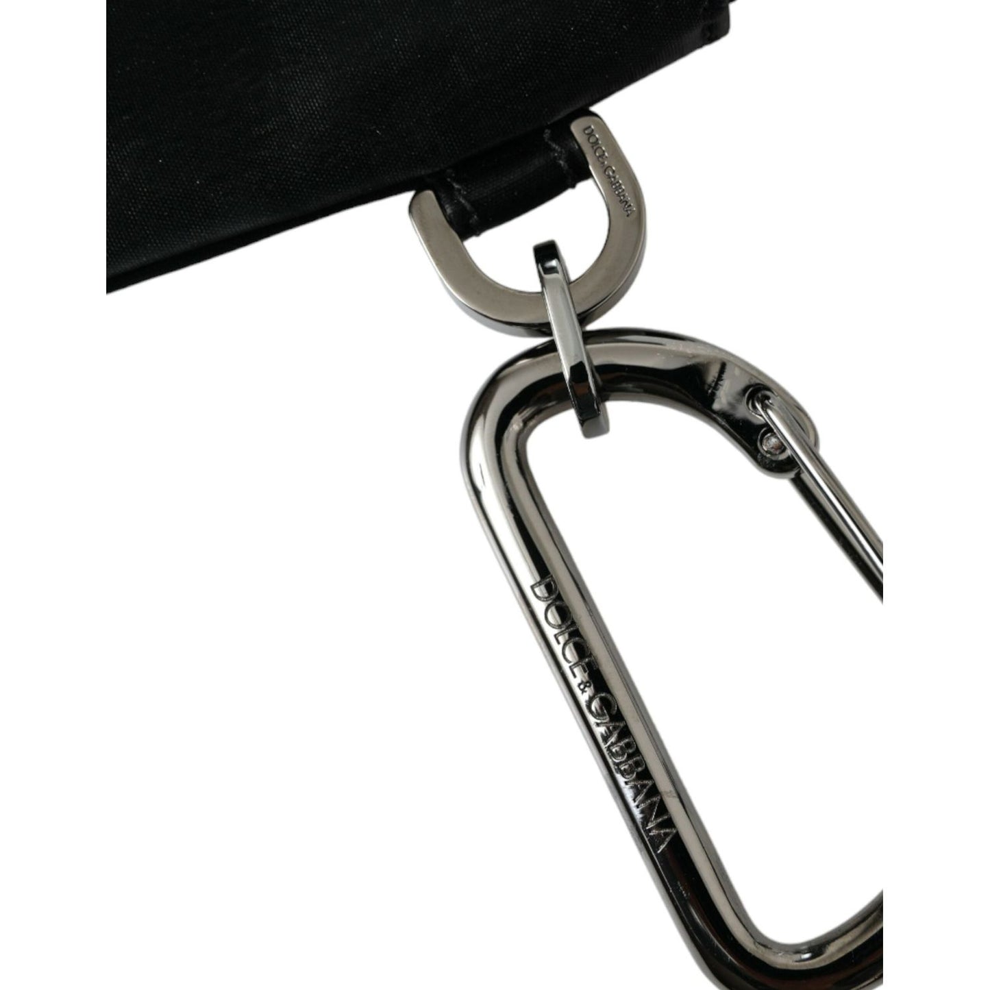 Dolce & Gabbana Black Nylon Logo Plaque Keyring Pouch Clutch Bags BAG1122
