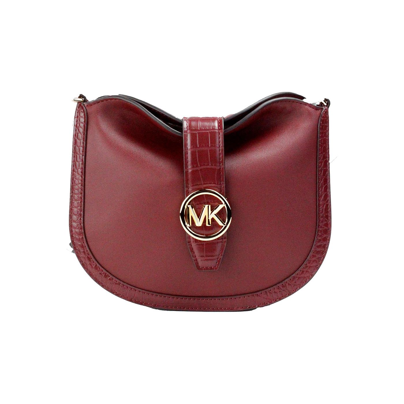 Michael Kors Gabby Small Dark Cherry Leather Foldover Hobo Crossbody Bag 79750