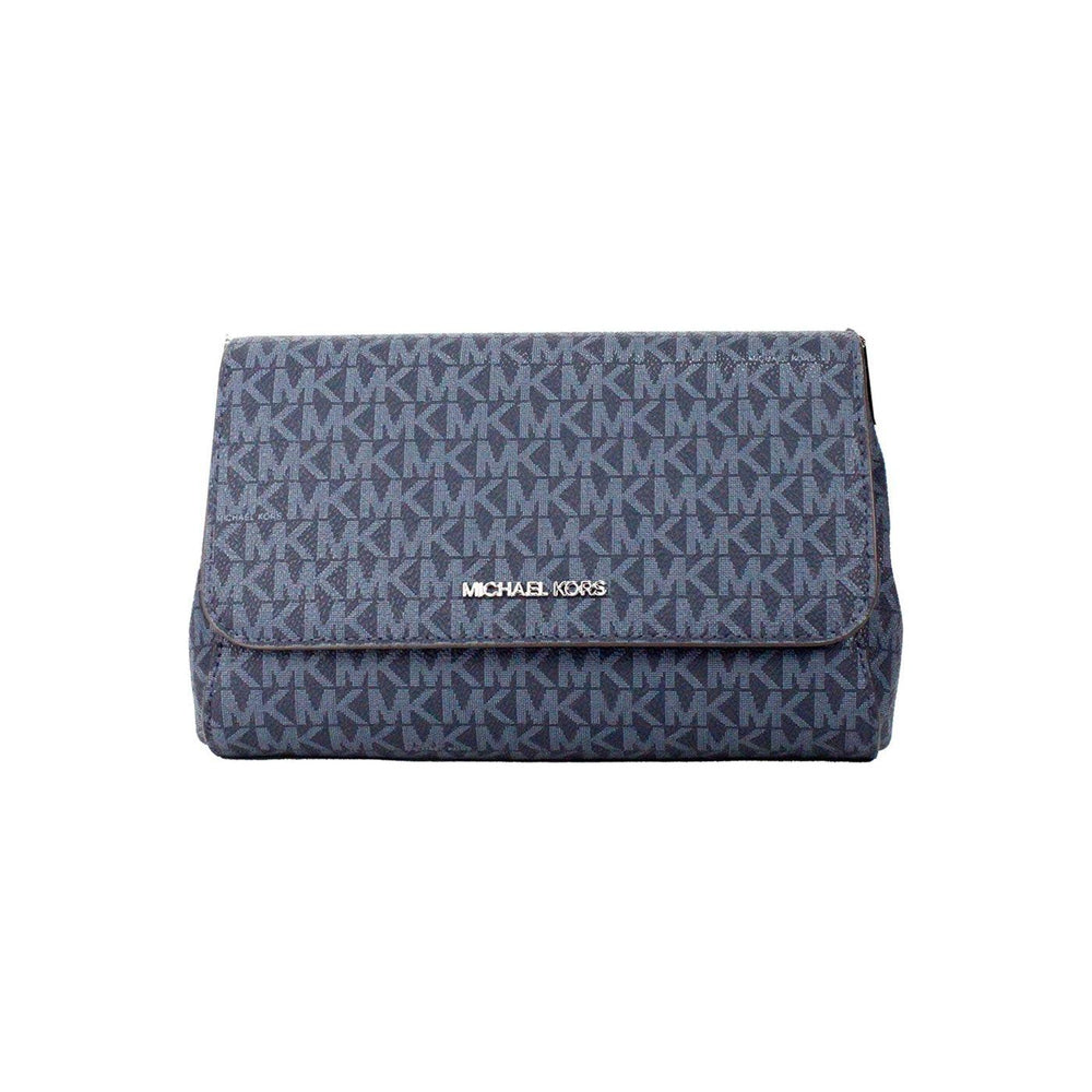 Michael Kors Jet Set Medium Navy Blue PVC Convertible Pouchette Crossbody Bag 88039