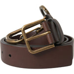 Dolce & Gabbana Brown Calf Leather Gold Metal Buckle Belt BEL9034-100