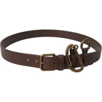 Dolce & Gabbana Brown Calf Leather Gold Metal Buckle Belt BEL9034-100