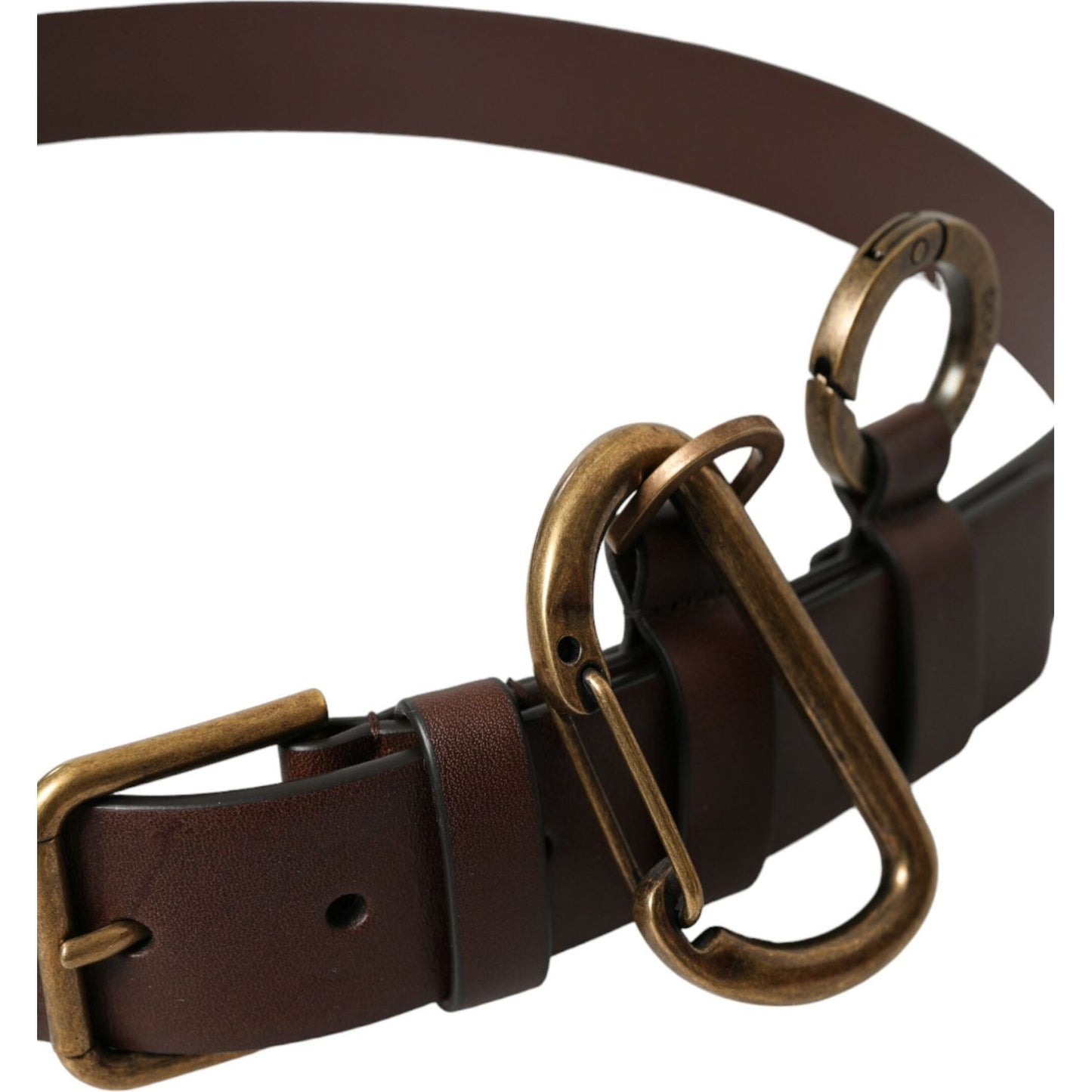 Dolce & Gabbana Brown Calf Leather Gold Metal Buckle Belt BEL9034-100