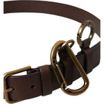 Dolce & Gabbana Brown Calf Leather Gold Metal Buckle Belt BEL9034-100