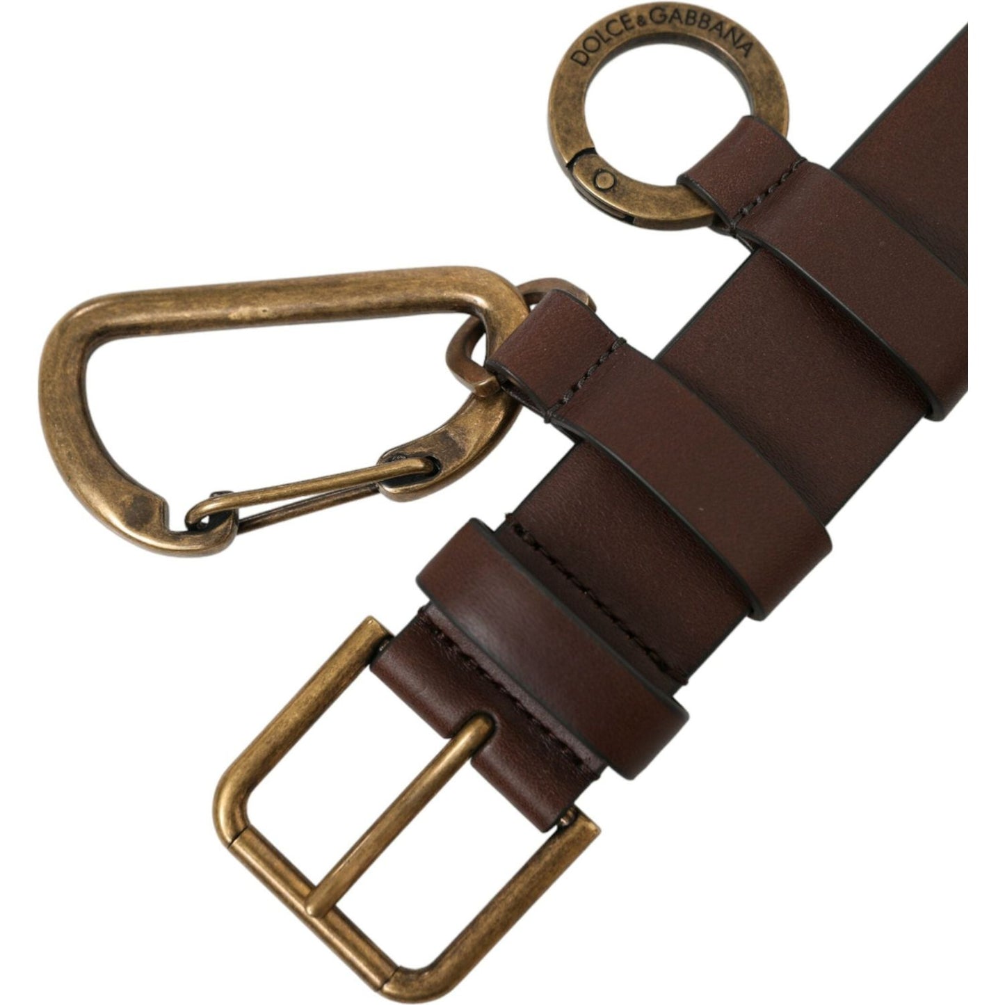 Dolce & Gabbana Brown Calf Leather Gold Metal Buckle Belt BEL9034-100