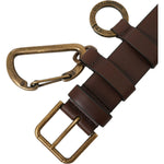 Dolce & Gabbana Brown Calf Leather Gold Metal Buckle Belt BEL9034-100