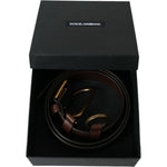 Dolce & Gabbana Brown Calf Leather Gold Metal Buckle Belt BEL9034-100