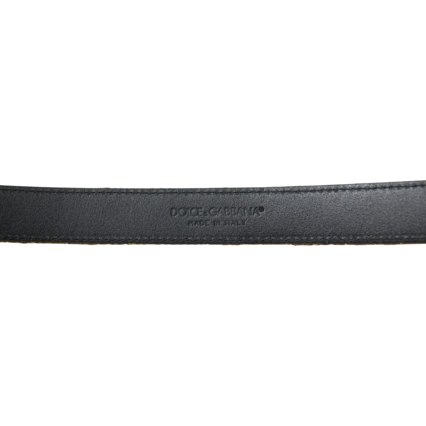 Dolce & Gabbana Gold Leather Jacquard Silver Metal Buckle Belt BEL9101-90