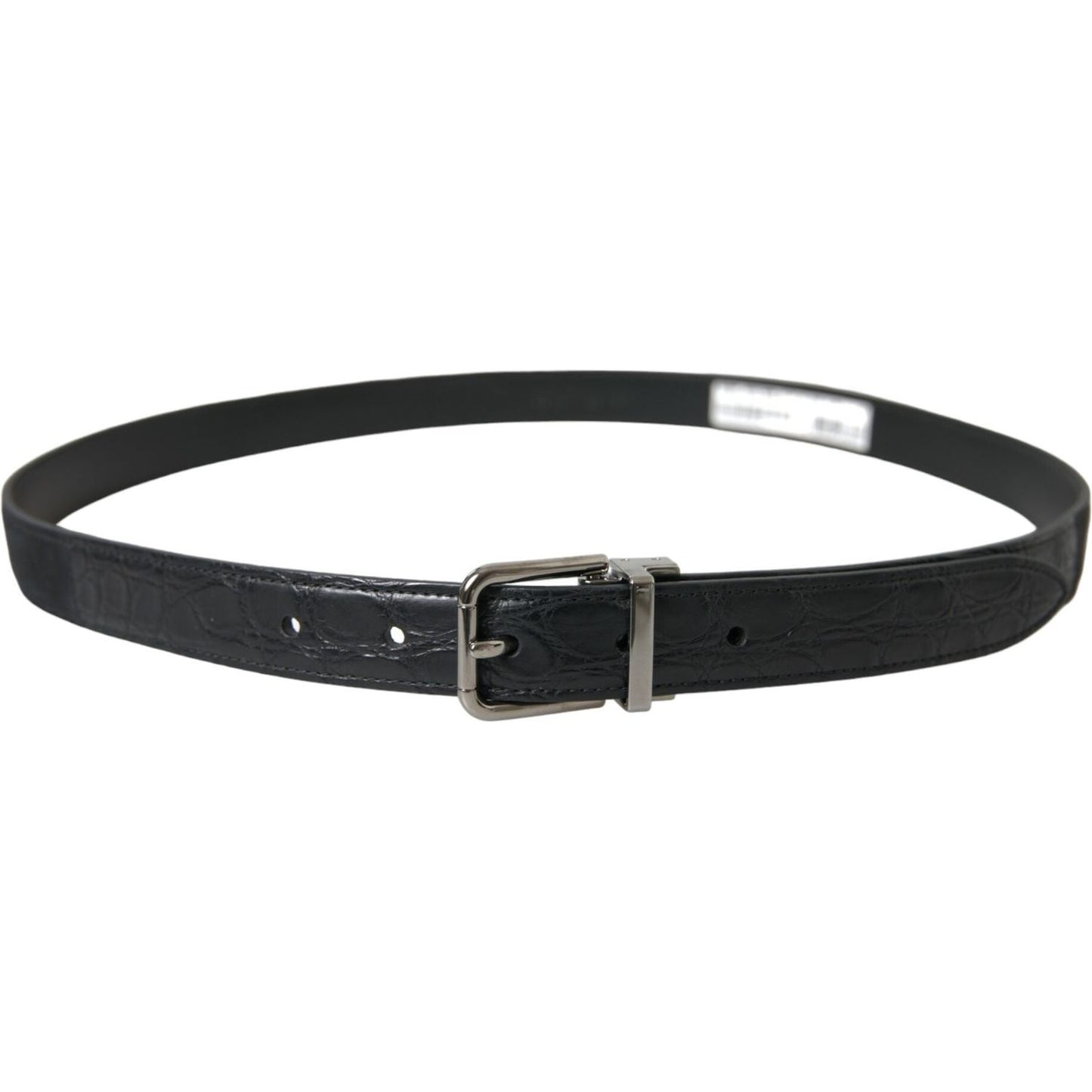 Dolce & Gabbana Black Leather Silver Metal Buckle Belt BEL9117-95