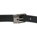 Dolce & Gabbana Black Leather Silver Metal Buckle Belt BEL9117-95