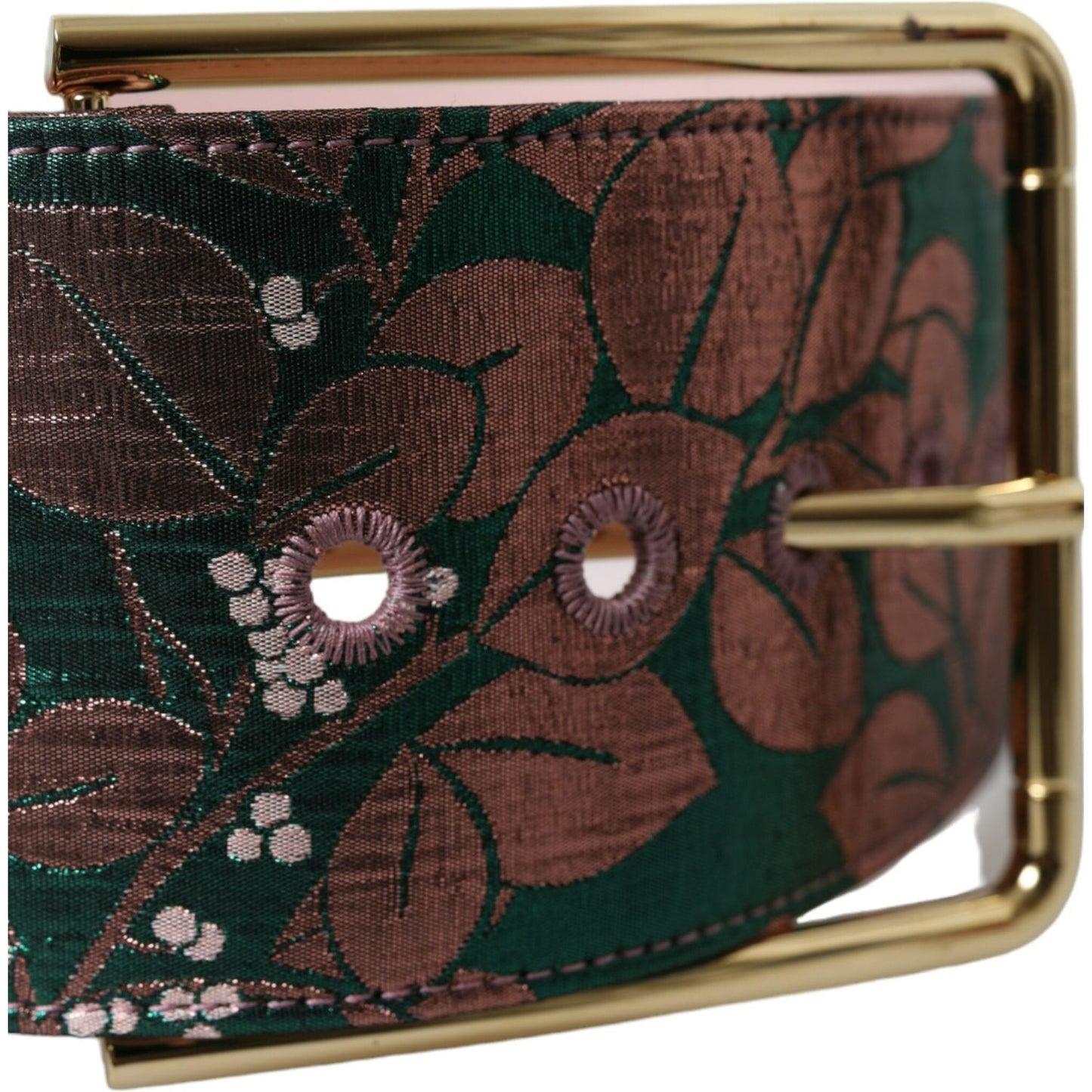Dolce & Gabbana Multicolor Floral Jacquard Lurex Gold Buckle Belt WMB346-75