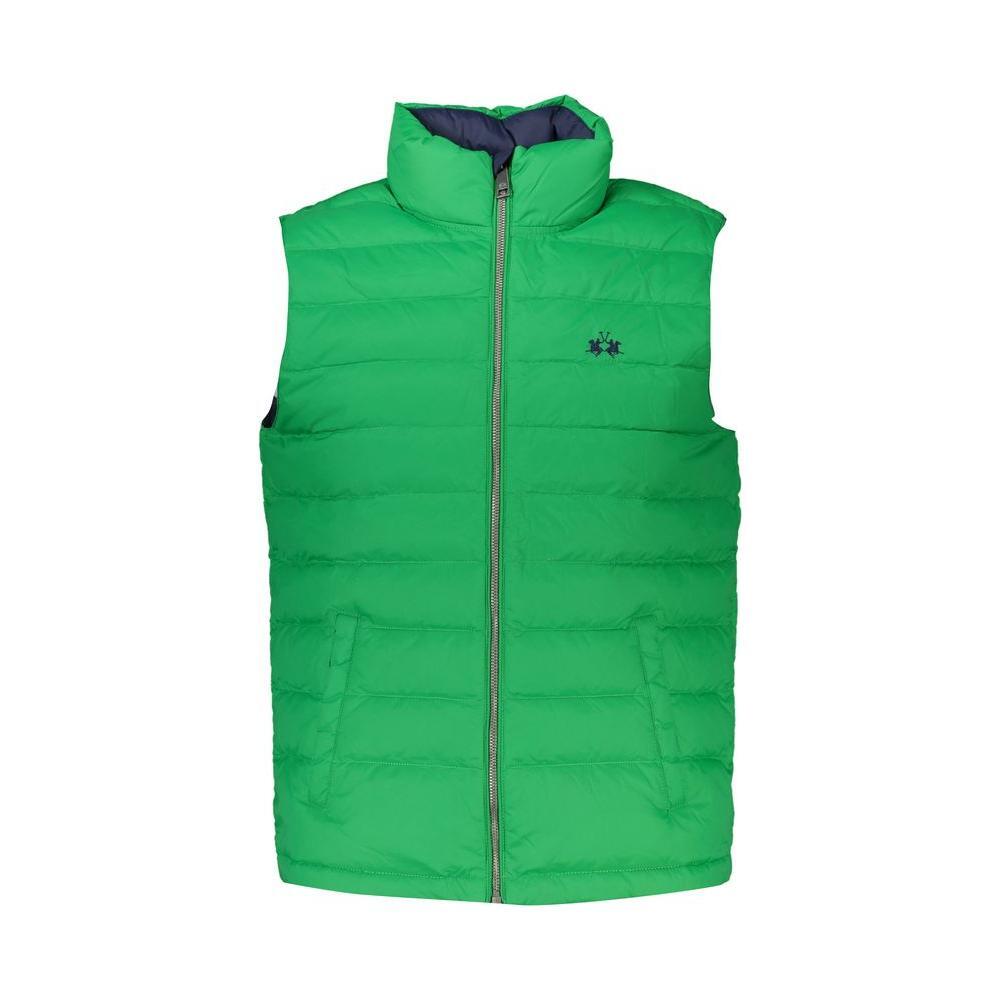 La Martina Sleek Sleeveless Green Jacket with Embroidery LA-27014-XXL-FBB-230