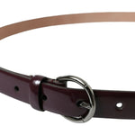 Dolce & Gabbana Maroon Leather Silver Metal Buckle Belt WMB317-95