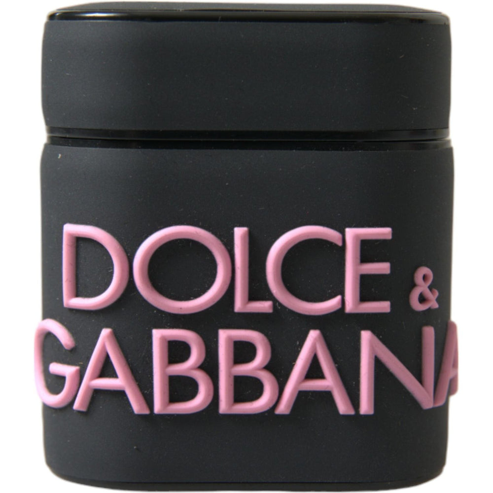 Dolce & Gabbana Black Pink Silicone Embossed Logo Airpods Case SMY101358