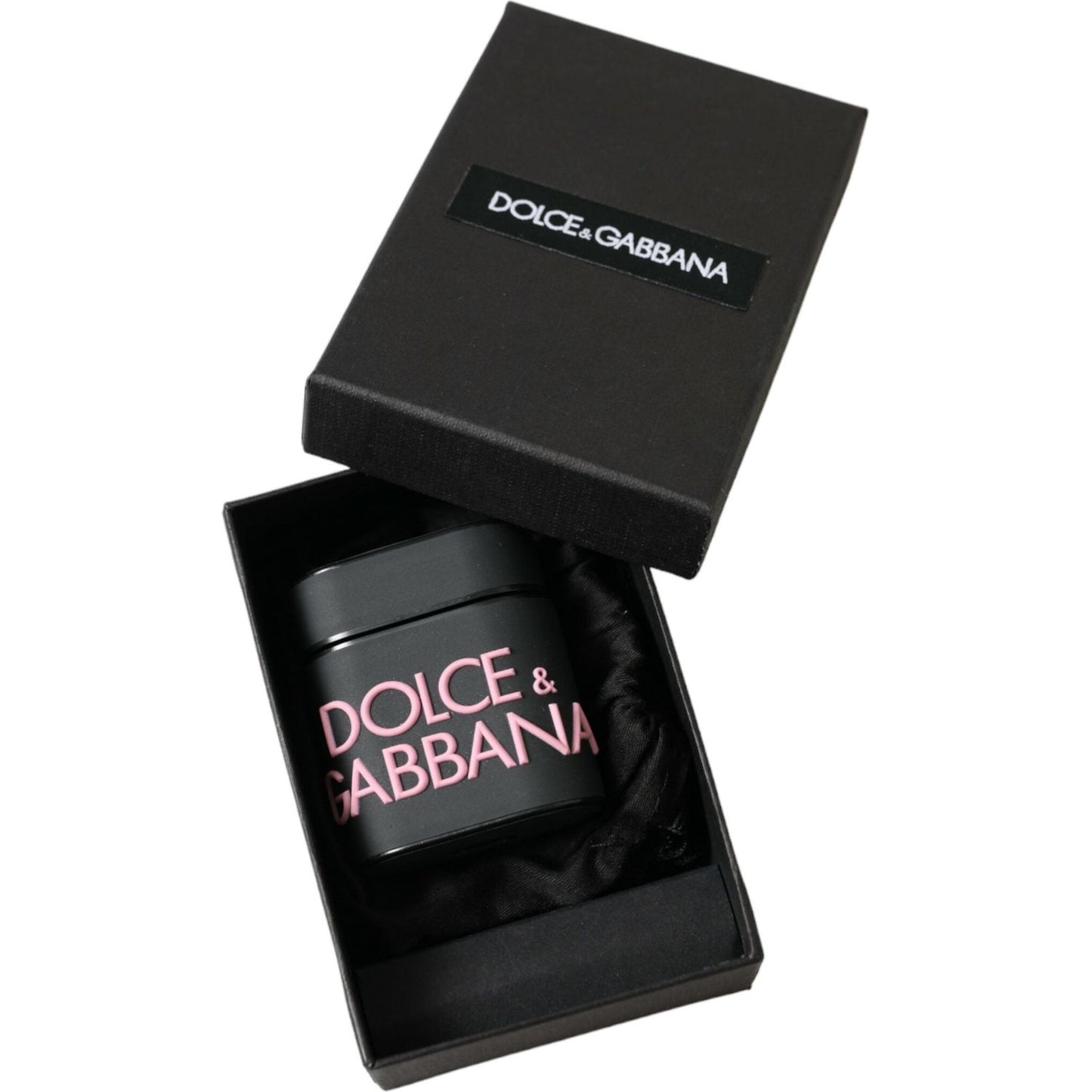 Dolce & Gabbana Black Pink Silicone Embossed Logo Airpods Case SMY101358