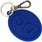 Dolce & Gabbana Blue Rubber DG Logo Silver Brass Metal Keyring Keychain SMY101362