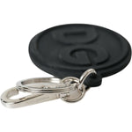 Dolce & Gabbana Black Rubber DG Logo Silver Brass Metal Keyring Keychain SMY101363