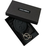 Dolce & Gabbana Black Rubber DG Logo Silver Brass Metal Keyring Keychain SMY101363