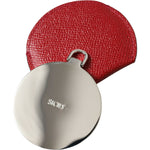 Dolce & Gabbana Red Calfskin Leather Round Logo Hand Mirror Holder SMY101228