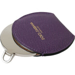 Dolce & Gabbana Purple Calfskin Leather Round Logo Hand Mirror Holder SMY101352
