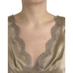 Dolce & Gabbana Brown Lace Trim V-neck Sleeveless Tank Top TSH84790-40