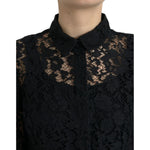 Dolce & Gabbana Black Floral Lace Long Sleeves Blouse Top TSH84780-42