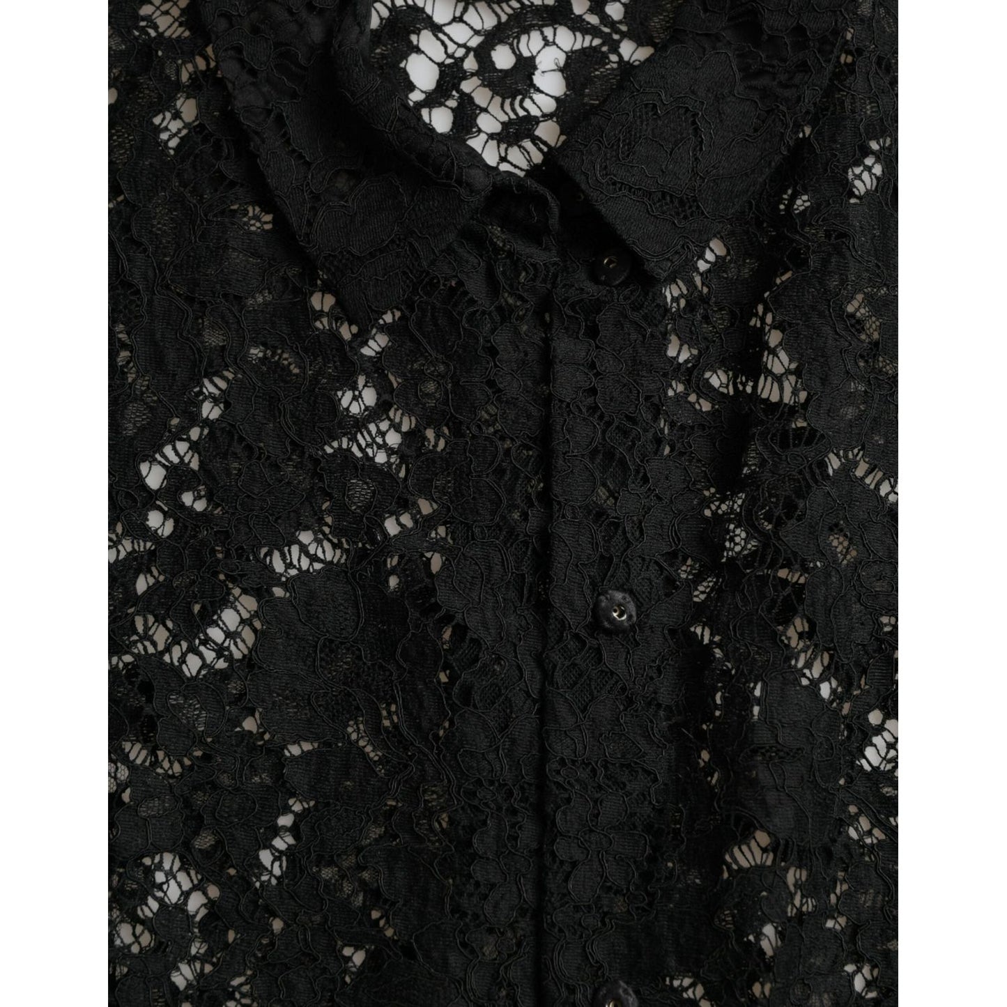 Dolce & Gabbana Black Floral Lace Long Sleeves Blouse Top TSH84780-42