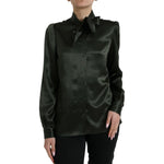 Dolce & Gabbana Gray Long Sleeves Ascot Collar Blouse Top TSH84791-44