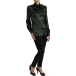 Dolce & Gabbana Gray Long Sleeves Ascot Collar Blouse Top TSH84791-44