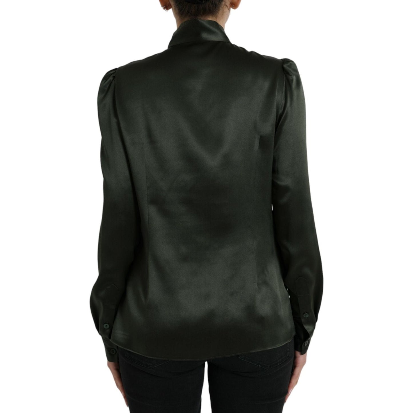 Dolce & Gabbana Gray Long Sleeves Ascot Collar Blouse Top TSH84791-44