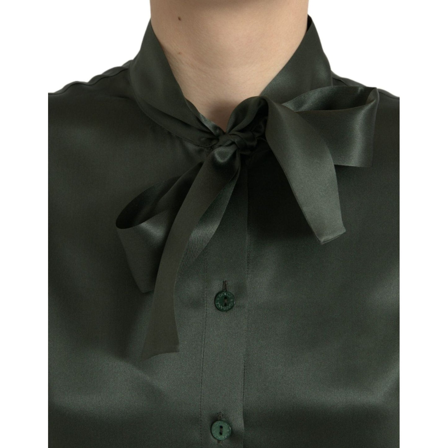 Dolce & Gabbana Gray Long Sleeves Ascot Collar Blouse Top TSH84791-44