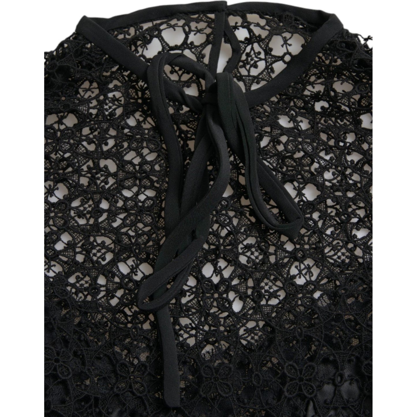 Dolce & Gabbana Black Floral Lace Short Sleeves Blouse Top TSH84797-38