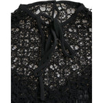 Dolce & Gabbana Black Floral Lace Short Sleeves Blouse Top TSH84797-38