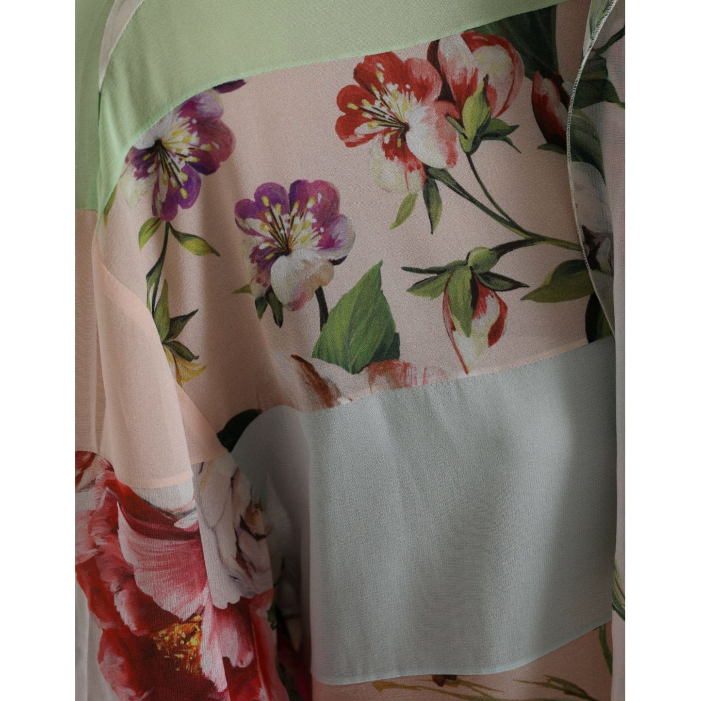 Dolce & Gabbana Multicolor Floral Patchwork Ascot Collar Top TSH84798-40